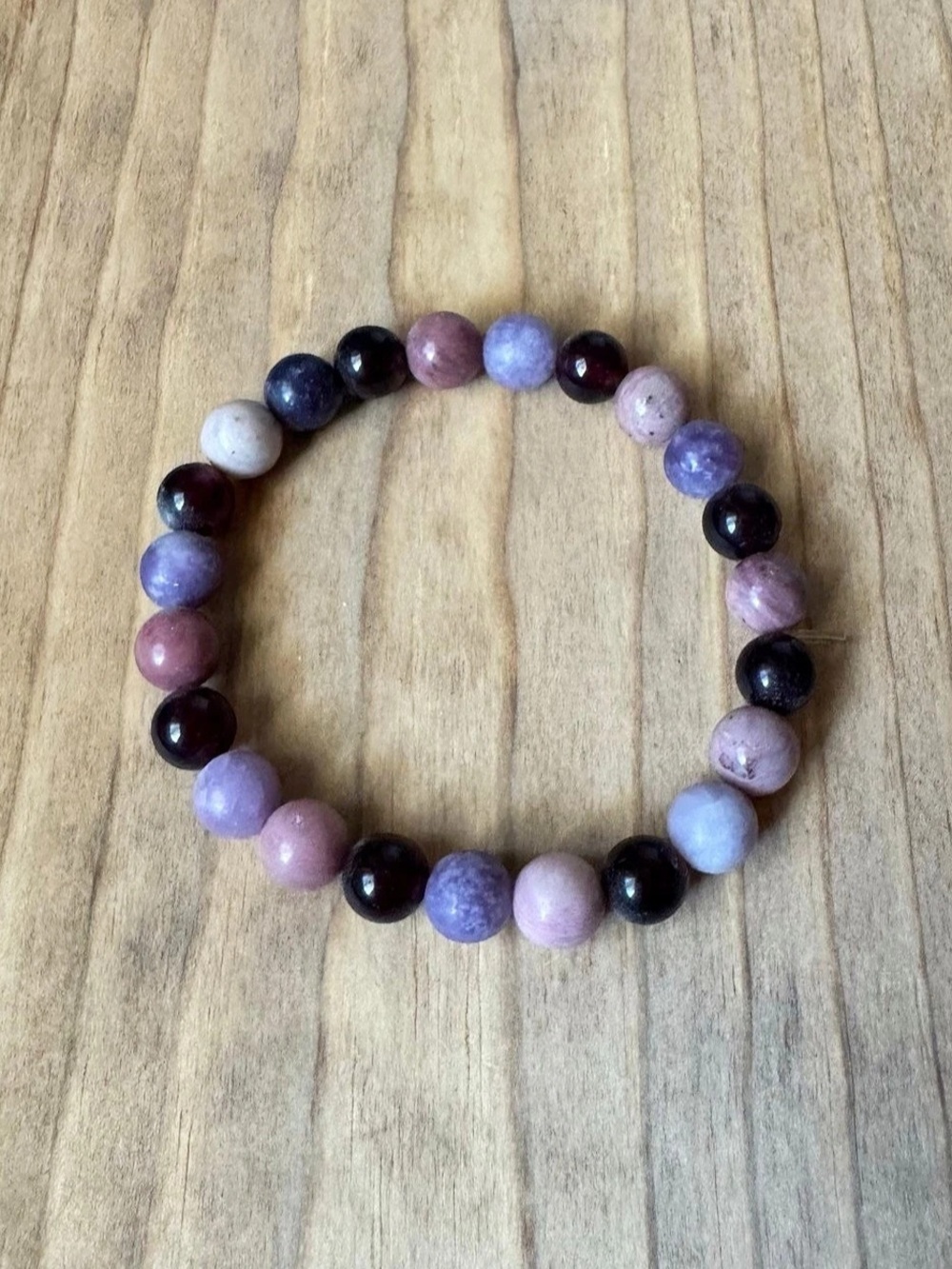 Evolve Mala Vitality Rhodonite Amethyst Garnet Beaded Bracelet